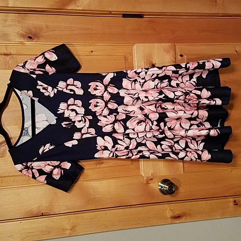 Donna Morgan Fit and Flare dress, pink and blue size 6 - Picture 2 of 5